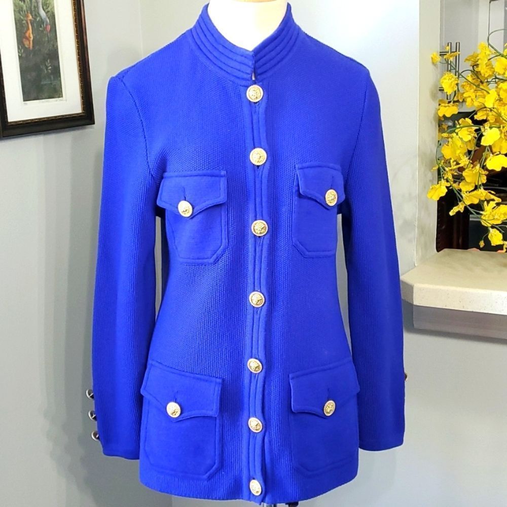 WORLDLY things by Styltricot, Royal blue 100% wool made in Italy sweater. Sz 10